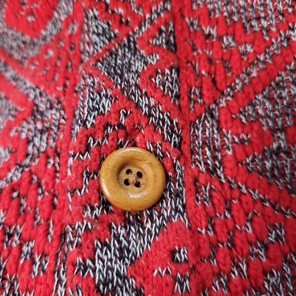 Koto Shawl Collar Diamond Red & Gray Grandpa Core Cardigan Sweater Size M - Picture 7 of 9